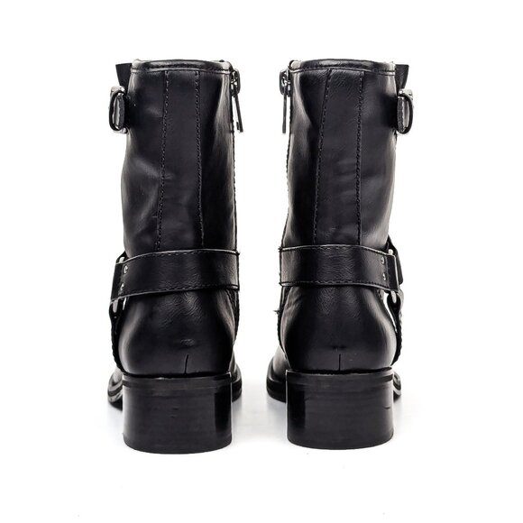 Open Edit Women Jab Moto Biker Black Vegan Leather Harness Boots sz 8.5 - Picture 4 of 9